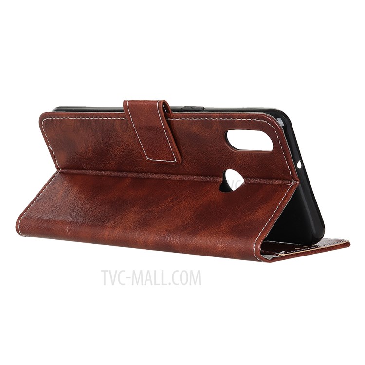 Crazy Horse Wallet Leather Stand Cover Case for Motorola Moto E (2020) - Brown-3