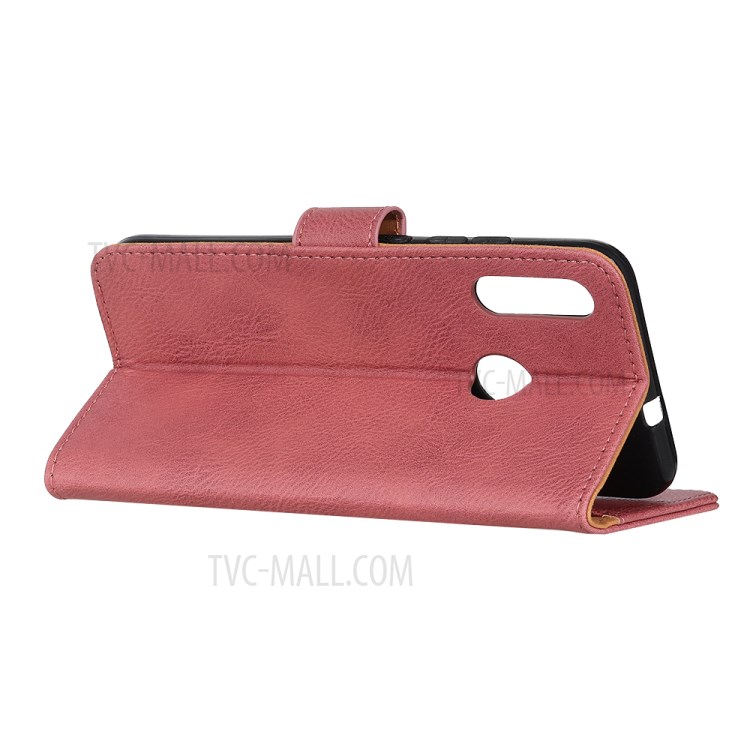 KHAZNEH Wallet Stand Leather Case Phone Cover for Motorola Moto E (2020) - Pink-3