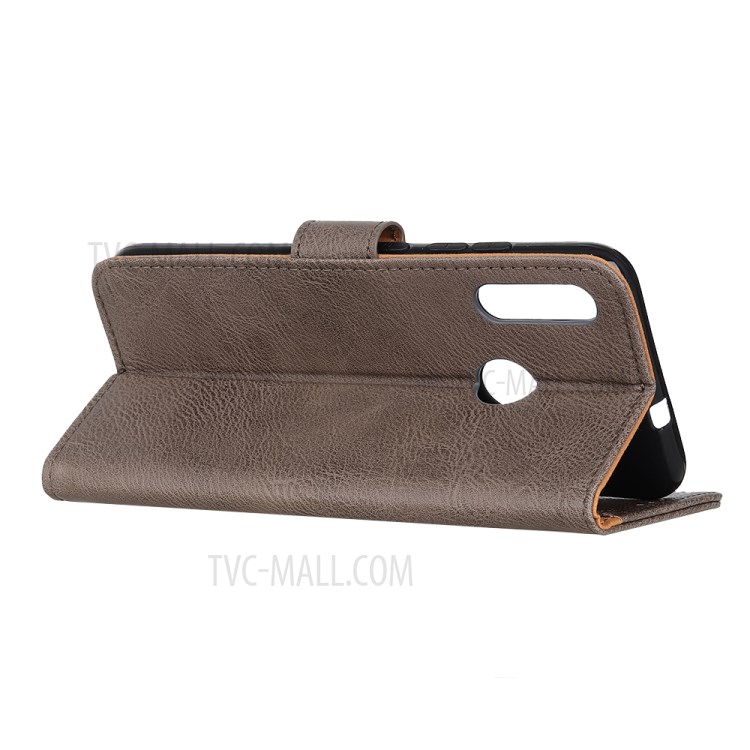 KHAZNEH Wallet Stand Leather Case Phone Cover for Motorola Moto E (2020) - Khaki-3