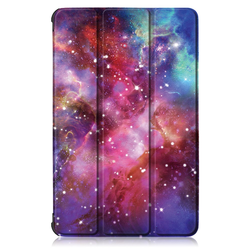 Pattern Printing Tri-fold Stand Leather Smart Case for Lenovo Tab M10 FHD Plus X606F - Galaxy Pattern-9