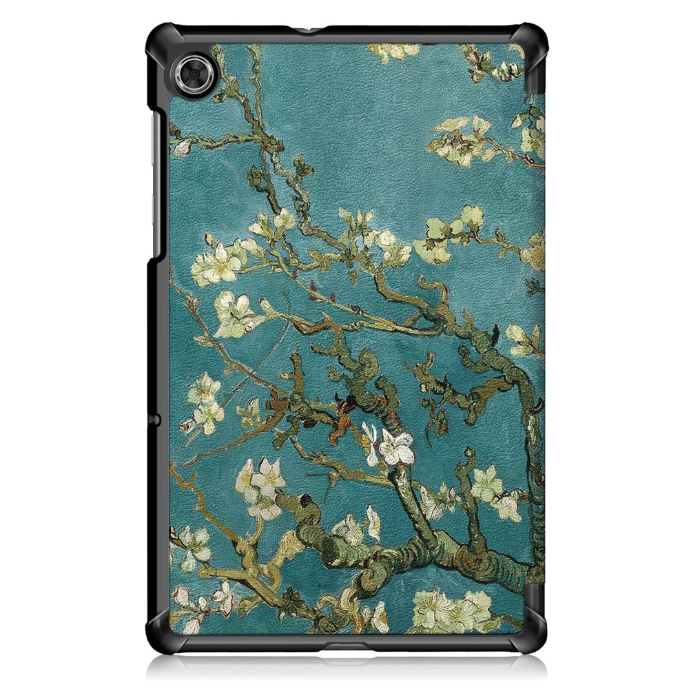 Pattern Printing Tri-fold Stand Leather Smart Case for Lenovo Tab M10 FHD Plus X606F - Tree with Flowers-10