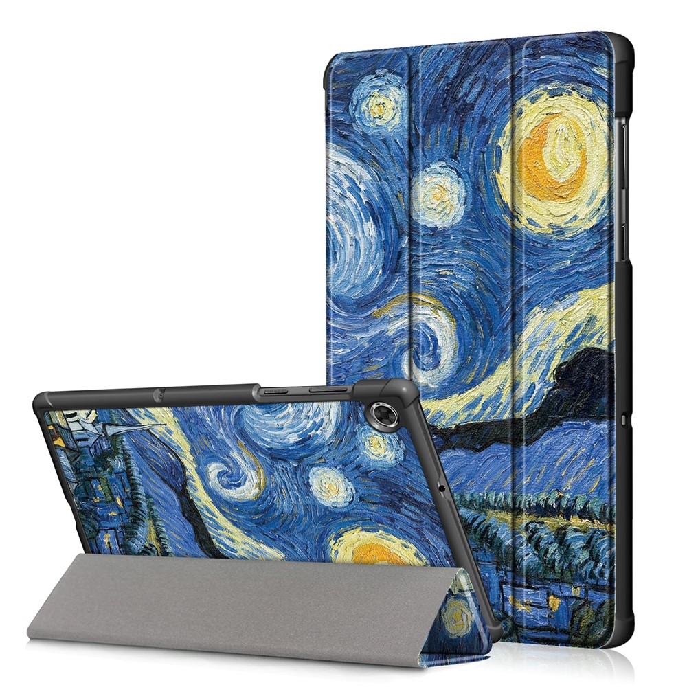 Pattern Printing Tri-fold Stand Leather Smart Case for Lenovo Tab M10 FHD Plus X606F - Painting Pattern-1