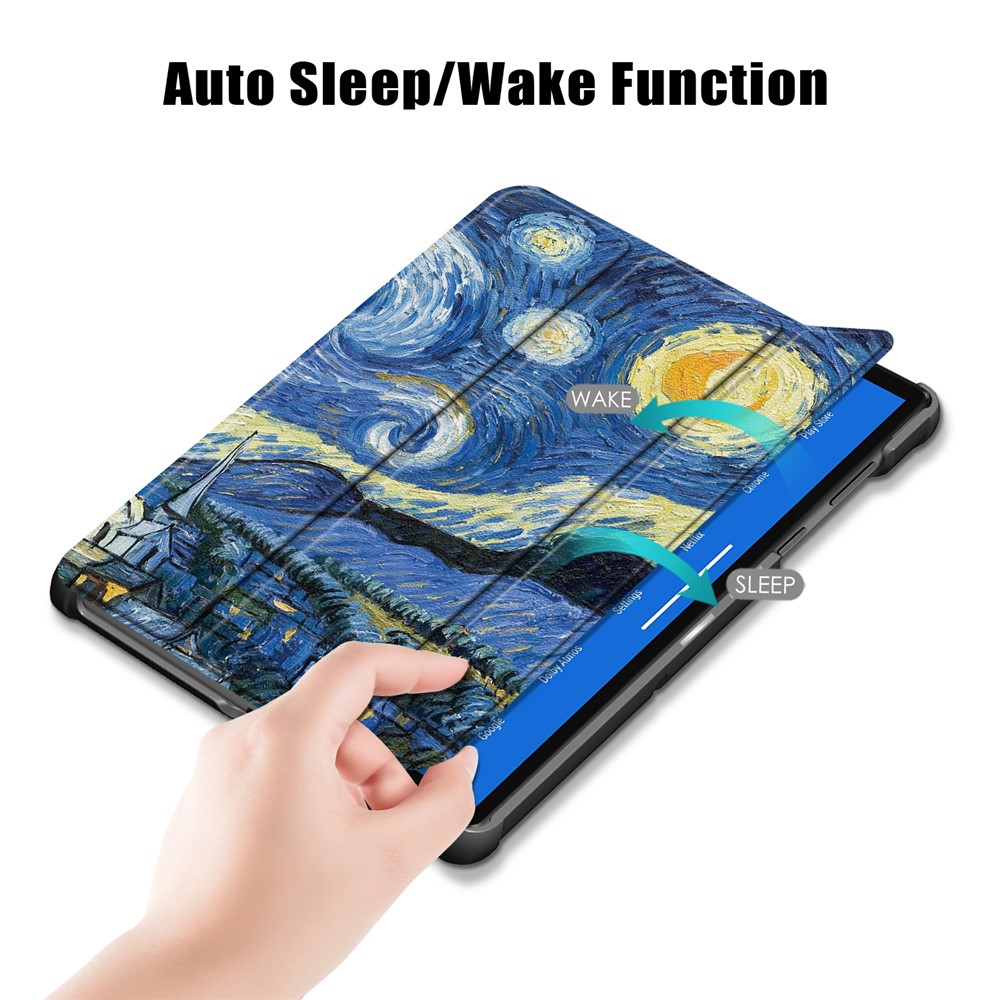 Pattern Printing Tri-fold Stand Leather Smart Case for Lenovo Tab M10 FHD Plus X606F - Painting Pattern-3