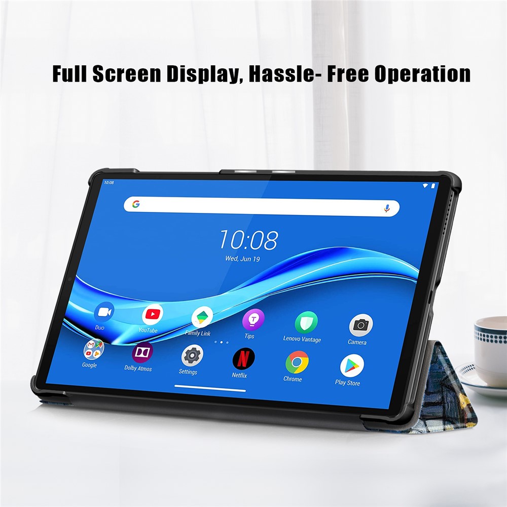 Pattern Printing Tri-fold Stand Leather Smart Case for Lenovo Tab M10 FHD Plus X606F - Painting Pattern-5