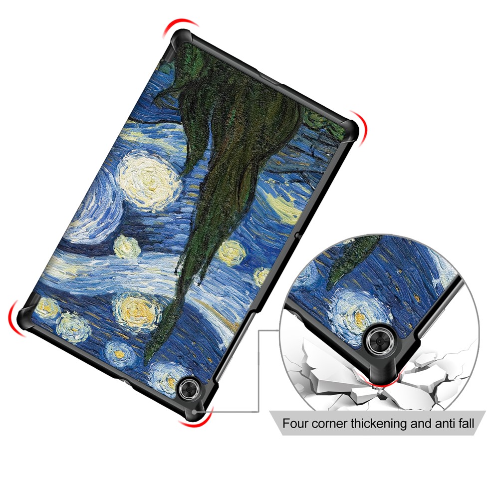 Pattern Printing Tri-fold Stand Leather Smart Case for Lenovo Tab M10 FHD Plus X606F - Painting Pattern-7