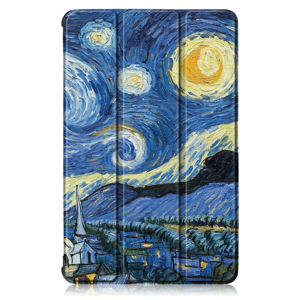 Pattern Printing Tri-fold Stand Leather Smart Case for Lenovo Tab M10 FHD Plus X606F - Painting Pattern-9