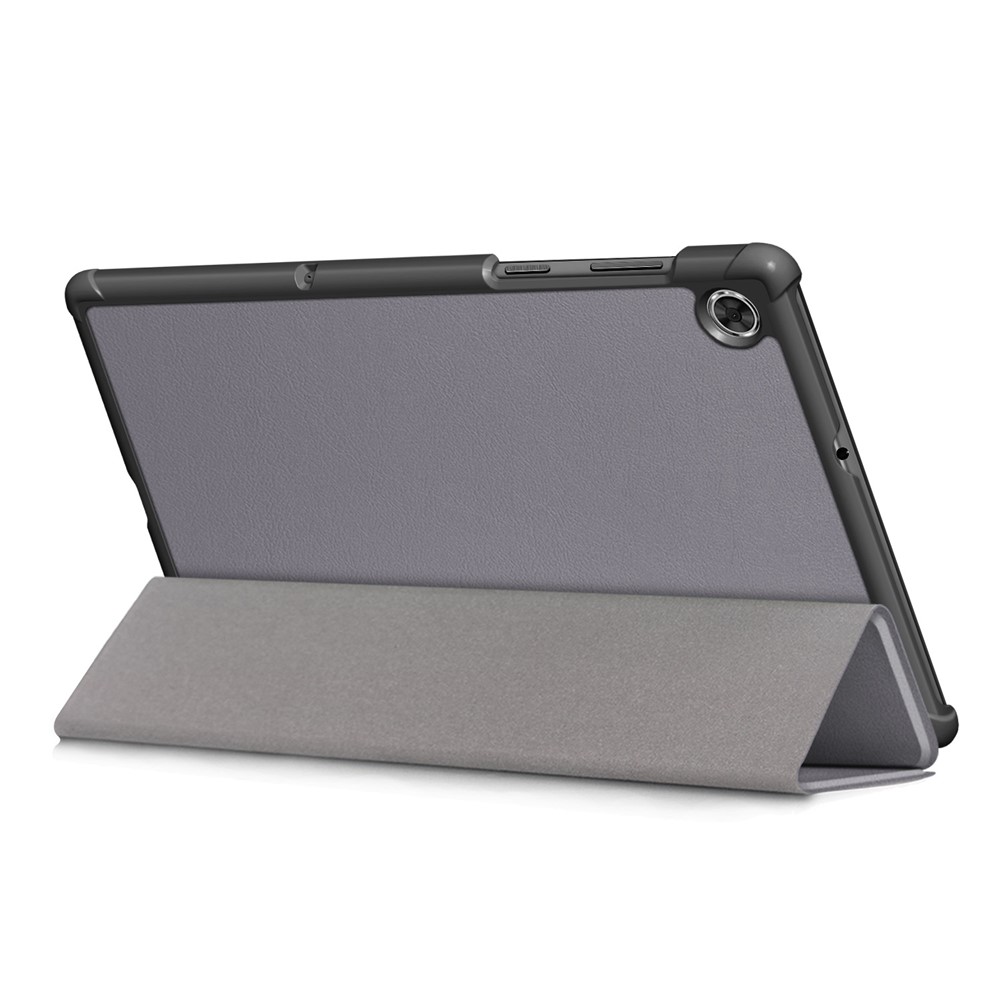 Текстурированная Кожаная Тройная Стенда Case Auto-wake/sleem Smart Tablet Cover Ultra Slim Для Lenovo Smart Tab M10 FHD Plus/Tab M10 Plus TB-X606F - Серый-8