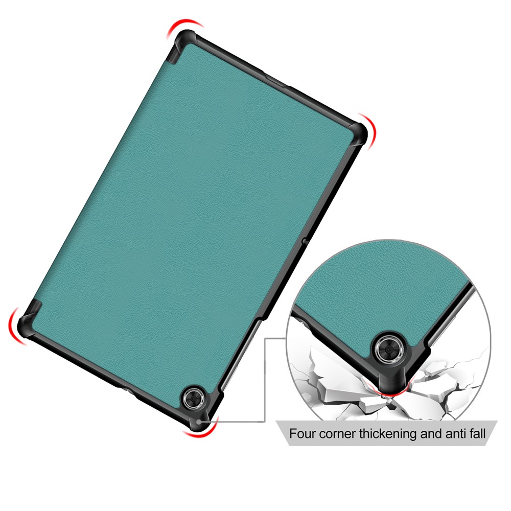 Текстурированная Кожаная Тройная Стенда Case Auto-wake/sleem Smart Tablet Cover Ultra Slim Для Lenovo Smart Tab M10 FHD Plus/Tab M10 Plus TB-X606F - Зеленый-7