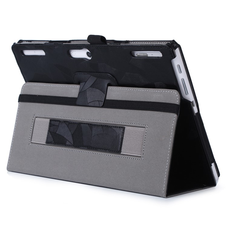 Maple Leaf Texture Smart Leather Case for Lenovo Tab 2 X30 A10-30F with Handy Strap - Black-3
