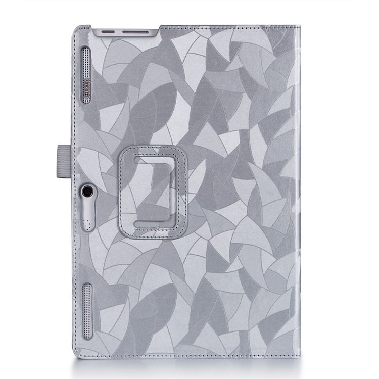 Maple Leaf Texture Tablet Leather Cover for Lenovo Tab 2 X30 A10-30F with Handy Strap - Silver / Grey-2