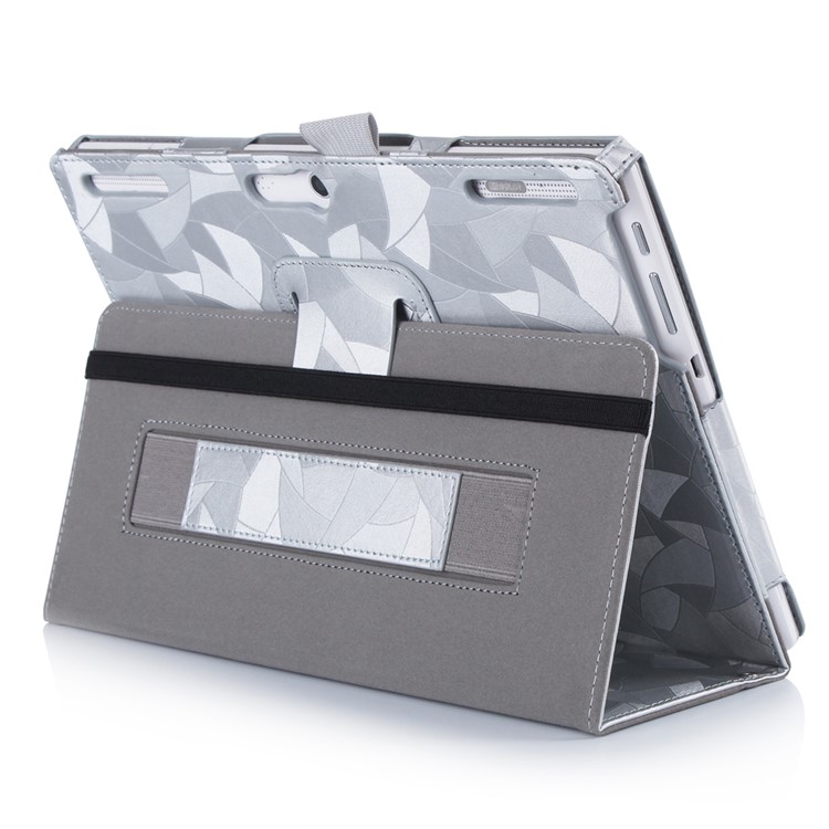 Maple Leaf Texture Tablet Leather Cover for Lenovo Tab 2 X30 A10-30F with Handy Strap - Silver / Grey-3
