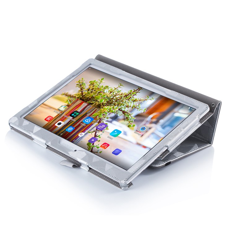 Maple Leaf Texture Tablet Leather Cover for Lenovo Tab 2 X30 A10-30F with Handy Strap - Silver / Grey-4