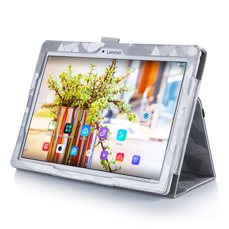 Maple Leaf Texture Tablet Leather Cover for Lenovo Tab 2 X30 A10-30F with Handy Strap - Silver / Grey-5