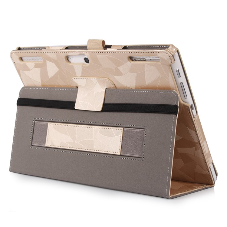 Maple Leaf Grain Smart Leather Cover for Lenovo Tab 2 X30 A10-30F with Handy Strap - Gold-3
