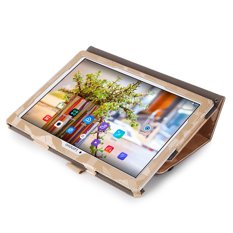 Maple Leaf Grain Smart Leather Cover for Lenovo Tab 2 X30 A10-30F with Handy Strap - Gold-4