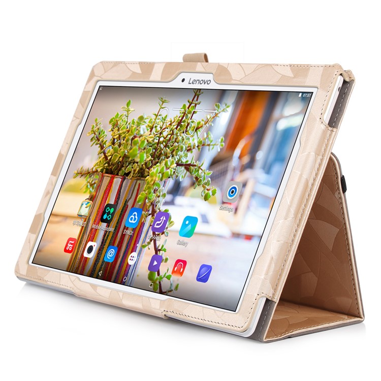 Maple Leaf Grain Smart Leather Cover for Lenovo Tab 2 X30 A10-30F with Handy Strap - Gold-5
