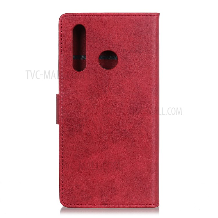 Matte Skin Leather Wallet Case for Motorola Moto E (2020) - Red-10