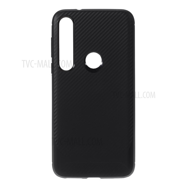 Carbon Fiber Texture TPU Case Accessory for Motorola Moto G8 Plus - Black-1