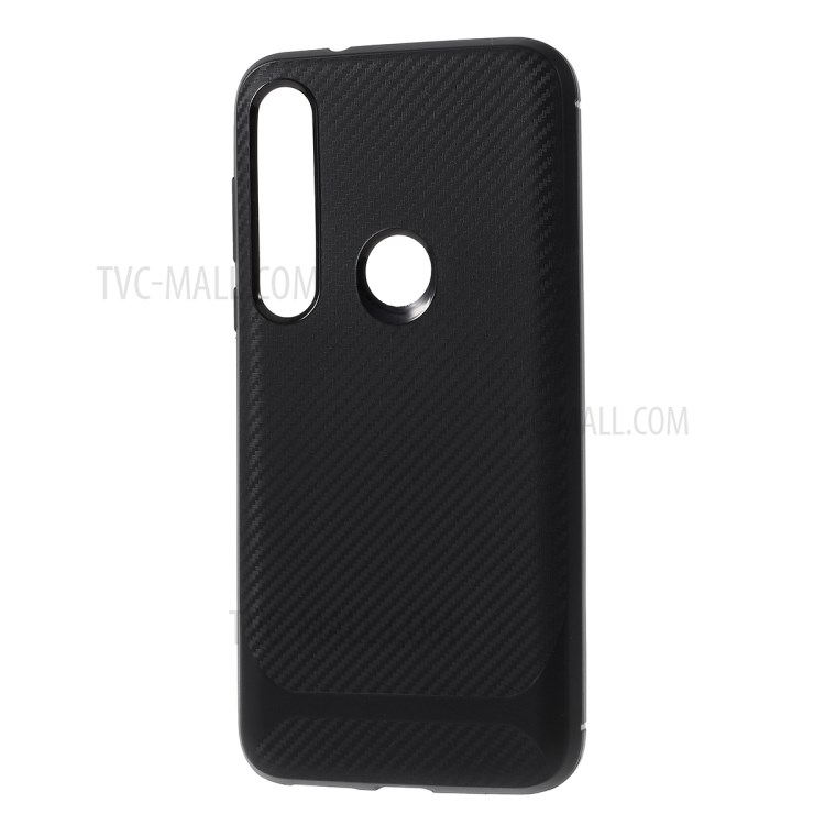 Carbon Fiber Texture TPU Case Accessory for Motorola Moto G8 Plus - Black-2