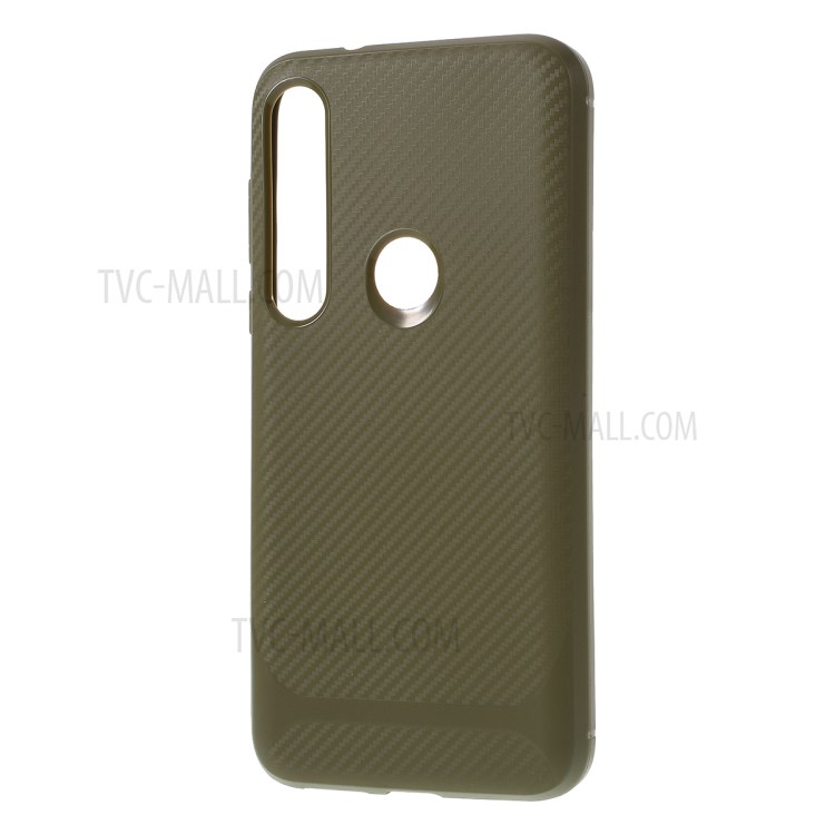 Carbon Fiber Texture TPU Case Accessory for Motorola Moto G8 Plus - Green-2