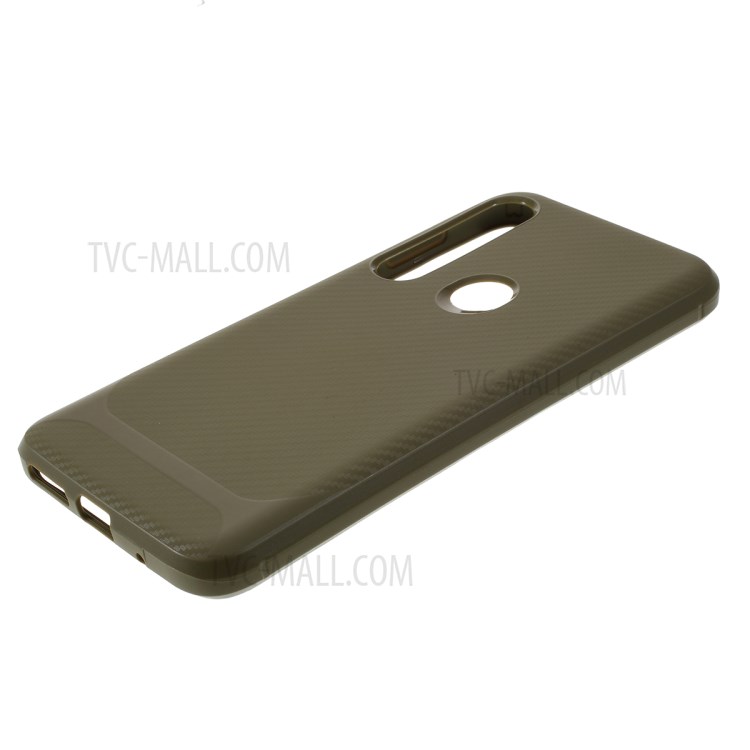 Carbon Fiber Texture TPU Case Accessory for Motorola Moto G8 Plus - Green-4