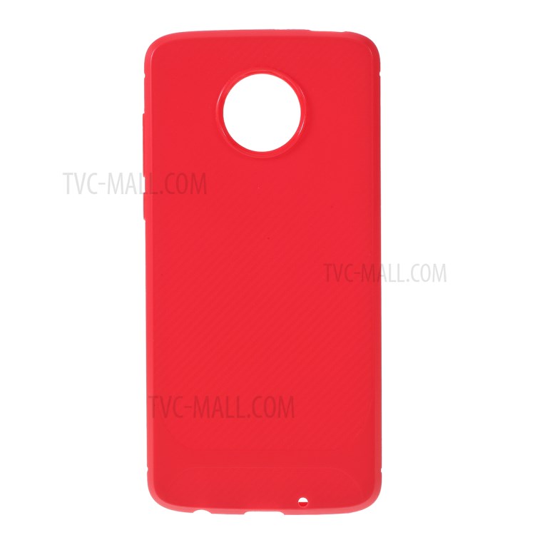 Carbon Fiber TPU Shell Case for Motorola Moto Z4 Play - Red-1