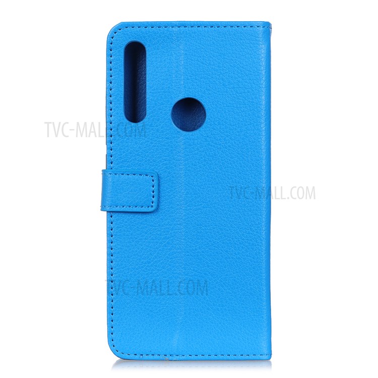 Litchi Skin Leather Wallet Case for Motorola Moto G Power - Blue-3