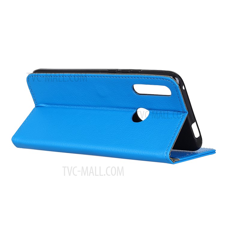 Litchi Skin Leather Wallet Case for Motorola Moto G Power - Blue-4