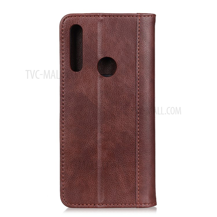 Auto-absorbed Litchi Texture Split Leather Wallet Case for Motorola Moto G Power - Brown-3