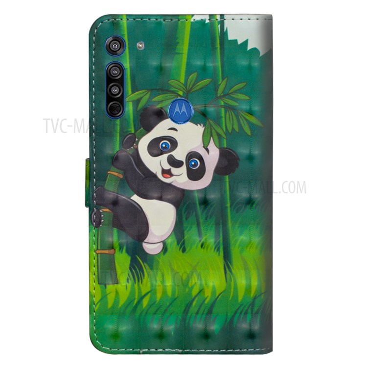 Light Spot Decor Patterned Leather Covering Wallet Phone Shell for Motorola Moto G8 - Panda-3