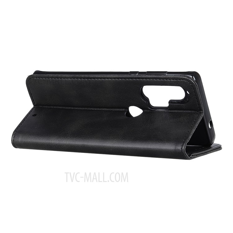 Auto-absorbed Split Leather Cell Phone Case for Motorola Edge Plus - Black-3