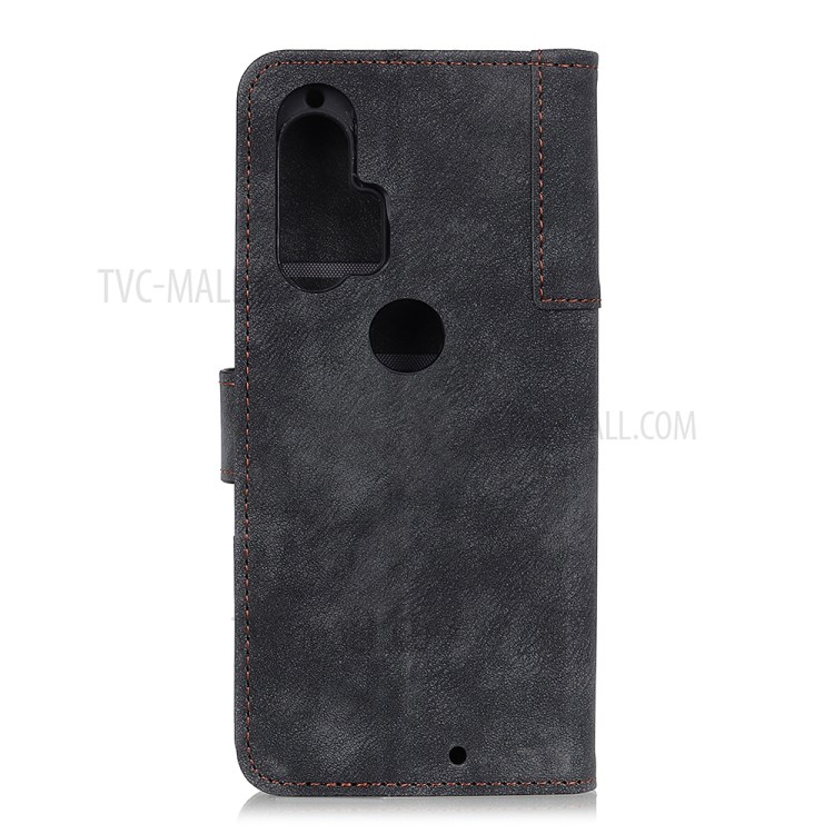 Brass Magnetic Clasp Stand Wallet Leather Protector Cover for Motorola Edge Plus - Black-2