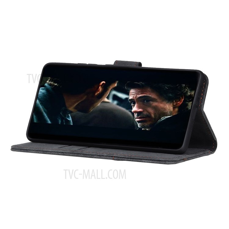 Brass Magnetic Clasp Stand Wallet Leather Protector Cover for Motorola Edge Plus - Black-9