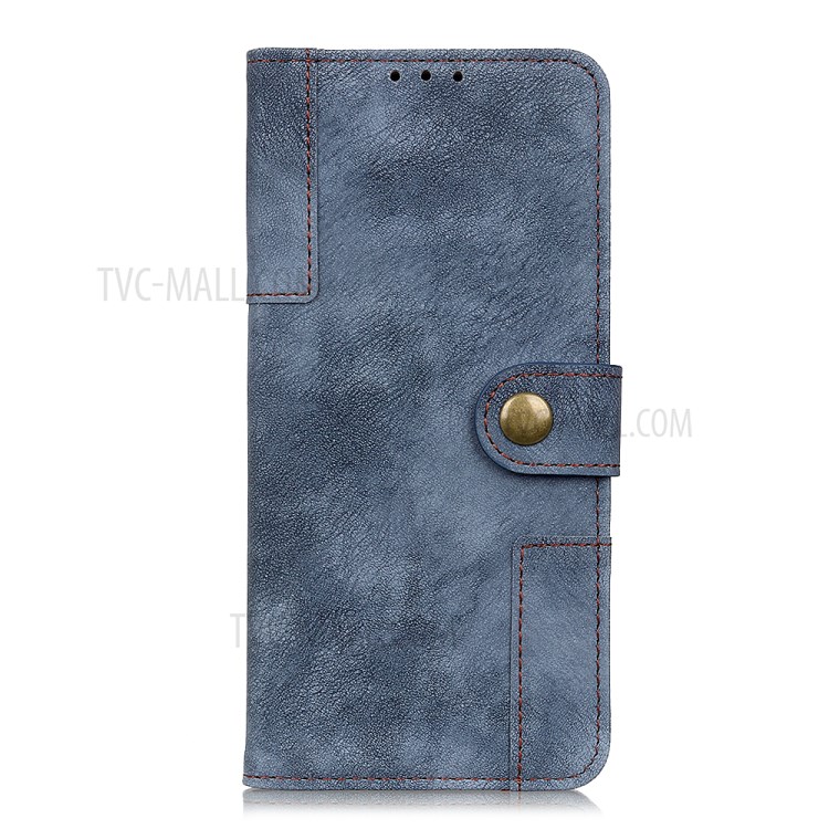 Brass Magnetic Clasp Stand Wallet Leather Protector Cover for Motorola Edge Plus - Blue-4