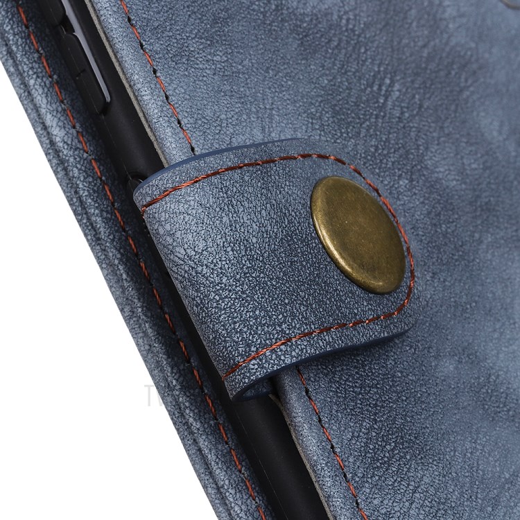 Brass Magnetic Clasp Stand Wallet Leather Protector Cover for Motorola Edge Plus - Blue-6