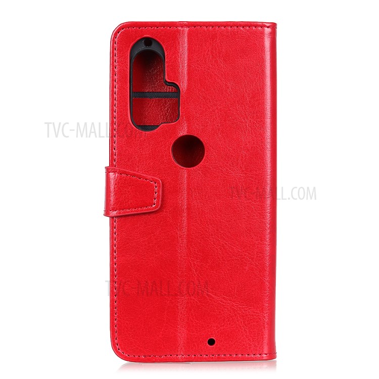 Crazy Horse Wallet Leather Protection Case for Motorola Edge Plus - Red-2