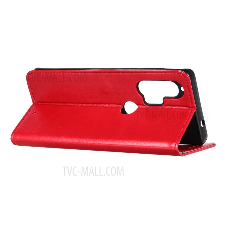 Crazy Horse Wallet Leather Protection Case for Motorola Edge Plus - Red-3