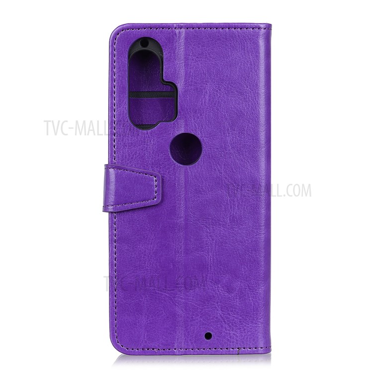 Crazy Horse Wallet Leather Protection Case for Motorola Edge Plus - Purple-2