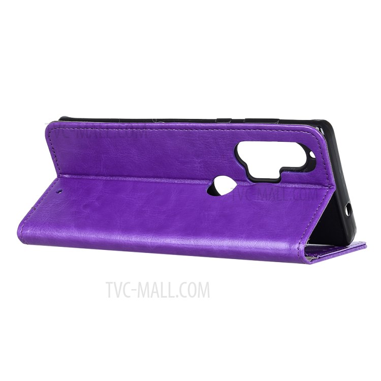 Crazy Horse Wallet Leather Protection Case for Motorola Edge Plus - Purple-3