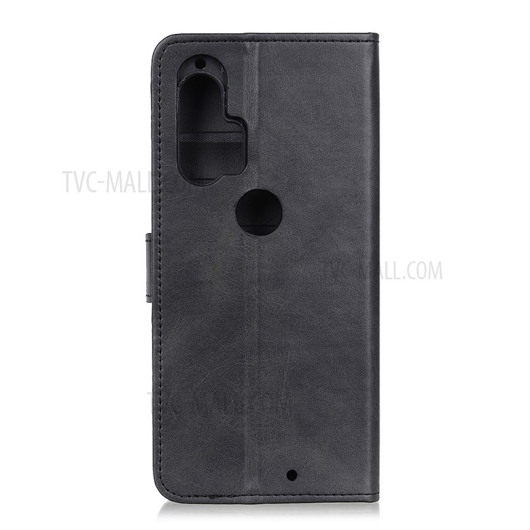 Protective PU Leather Wallet Stand Cover for Motorola Edge Plus - Black-2