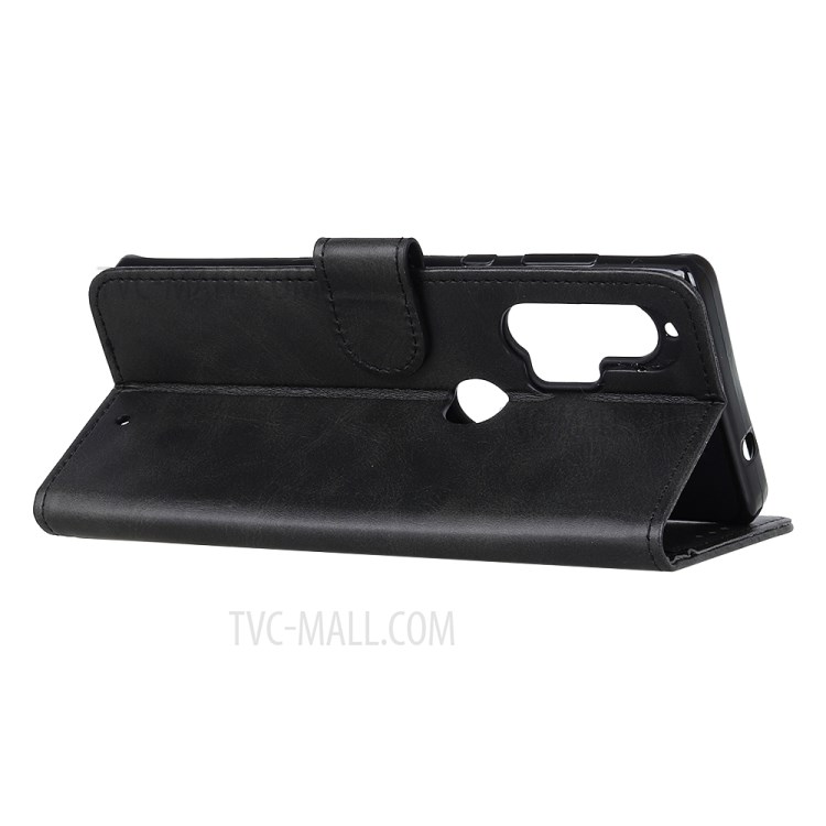 Protective PU Leather Wallet Stand Cover for Motorola Edge Plus - Black-3