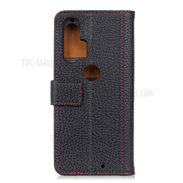 Litchi Skin Special Design Leather Wallet Case for Motorola Edge Plus - Black-2