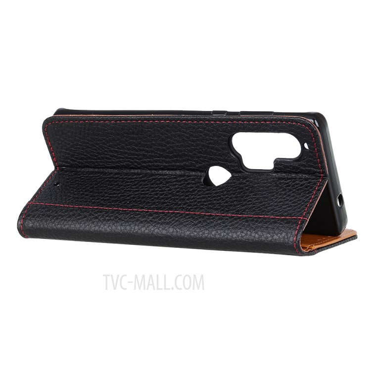 Litchi Skin Special Design Leather Wallet Case for Motorola Edge Plus - Black-3