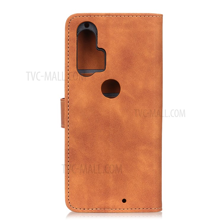 KHAZNEH Vintage Style Wallet Leather Stand Case for Motorola Edge Plus - Brown-8