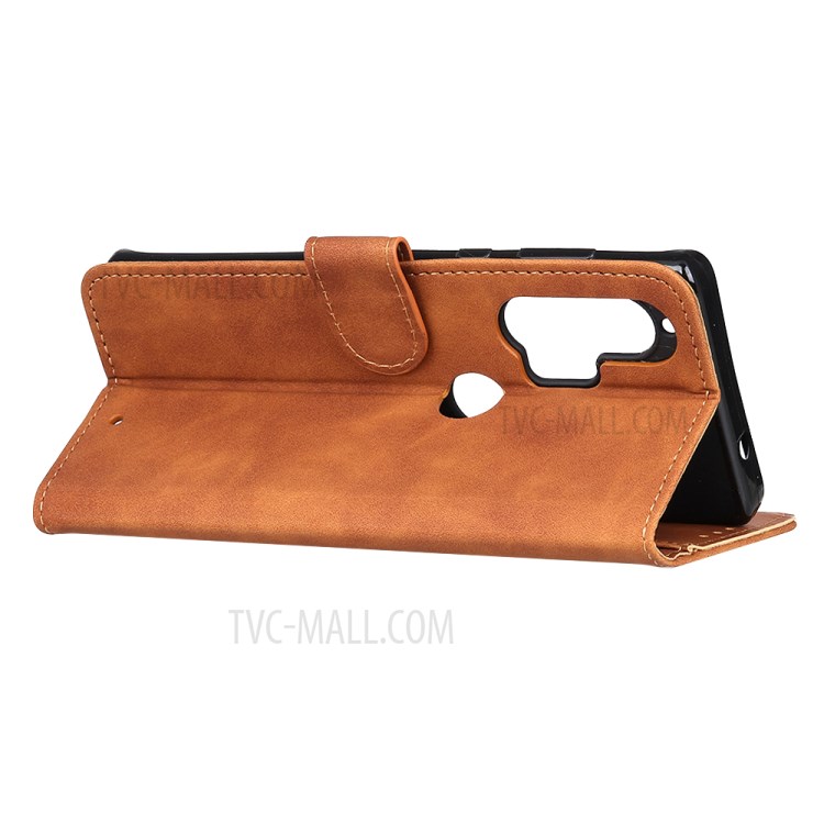 KHAZNEH Vintage Style Wallet Leather Stand Case for Motorola Edge Plus - Brown-9
