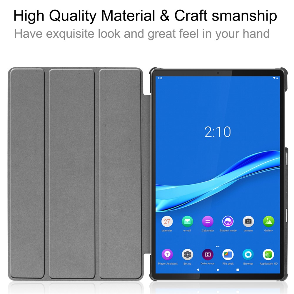 Tri-fold Leather Stand Case for Lenovo Tab M10 Plus TB-X606F - Grey-5