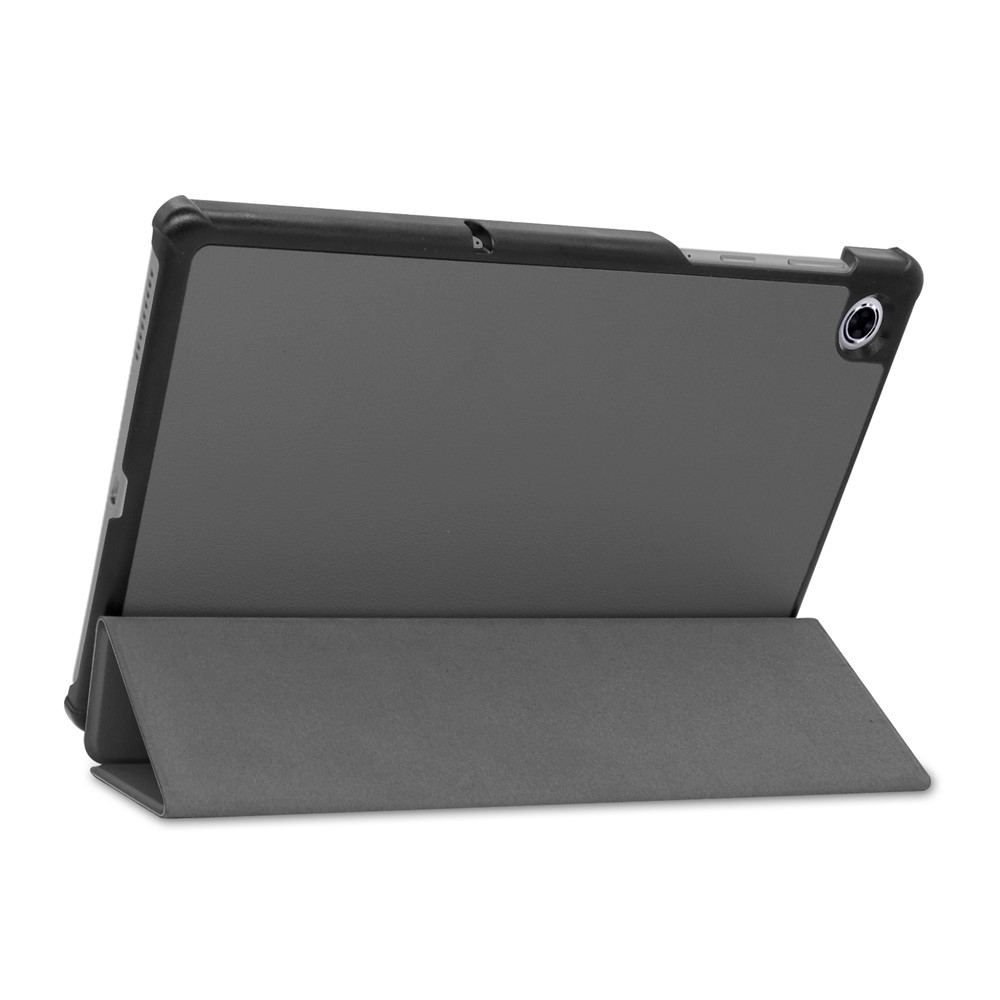 Étui de Support en Cuir à Trois Volets en Cuir PU Texturé + PC Étume de Tablette de Protection Complète Pour Lenovo Tab M10 Plus TB-X606F - Gris-6