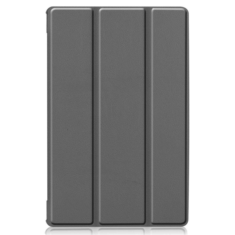 Étui de Support en Cuir à Trois Volets en Cuir PU Texturé + PC Étume de Tablette de Protection Complète Pour Lenovo Tab M10 Plus TB-X606F - Gris-9