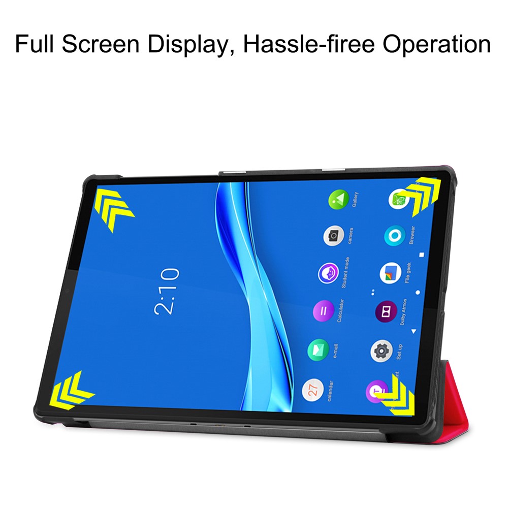 Tri-fold Leather Stand Case for Lenovo Tab M10 Plus TB-X606F - Red-4