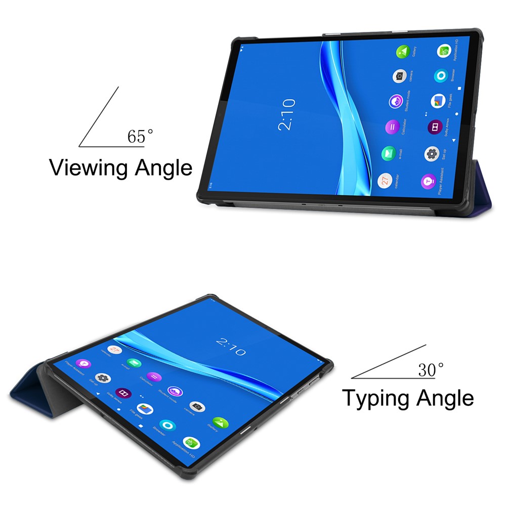 Tri-fold Leather Stand Case for Lenovo Tab M10 Plus TB-X606F - Dark Blue-3